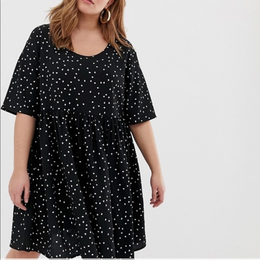 COLLUSION Plus Smock Dress in Polka Dot